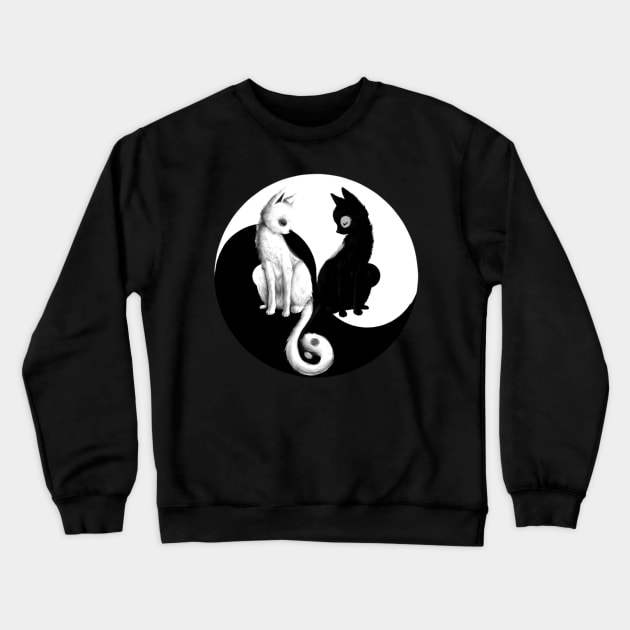 cat yin yang Crewneck Sweatshirt by warsitowarso